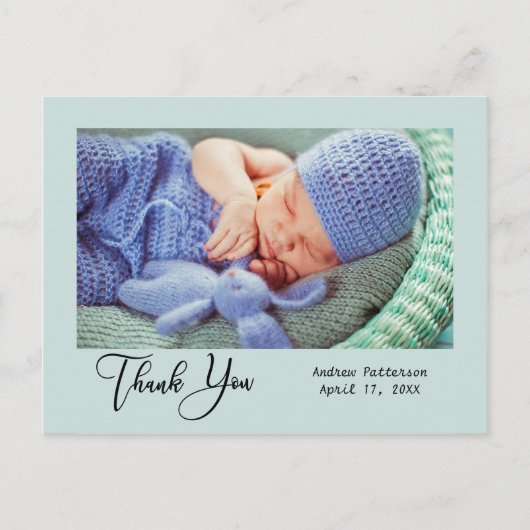 Danke | Neues Baby-Foto Postkarte (Vorderseite)