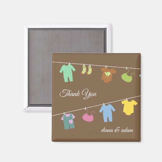 Danke Neutral Baby Shower Magnet (Vorderseite/Rückseite)