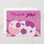 "Danke! Niedliche rosa Kuh Postkarte (Vorne/Hinten)