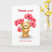 Danke, niedlicher Bär, der rote Blume hält Karte (Gelbe Blume)