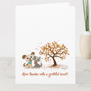 Danke! Niedlicher Erntedank Herbst Welpe Kitty Karte