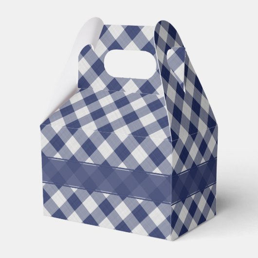 "Danke nochmal" Navy Blue Gingham Karos Pattern Geschenkschachtel (Rückseite)