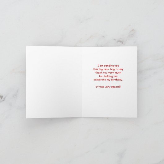Danke Note Card, Giant Panda, Custom Red (Innenseite)