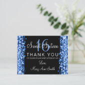 Danke Note Sweet 16 Party Glitzern Blue Postkarte (Stehend Vorderseite)