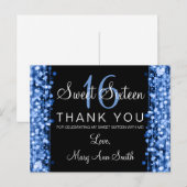 Danke Note Sweet 16 Party Glitzern Blue Postkarte (Vorne/Hinten)