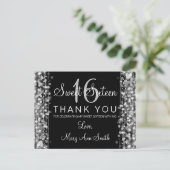 Danke Note Sweet 16 Party Glitzern Silver Postkarte (Stehend Vorderseite)
