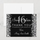 Danke Note Sweet 16 Party Glitzern Silver Postkarte (Vorne/Hinten)