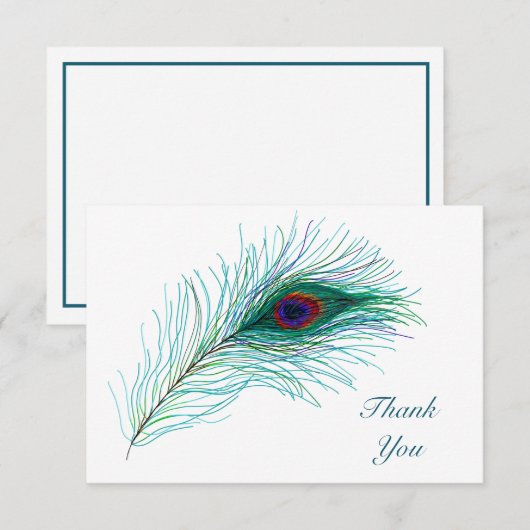 Danke, Notizen, Peacock Feathers Dankeskarte (Vorne/Hinten)