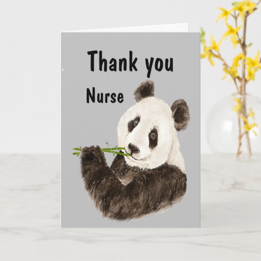 Danke, Nurse mit Funny Panda Bear Karte (Gelbe Blume)