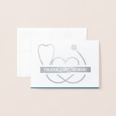 Danke, Nurse. Stethoscope und Daisy Luxury Folienkarte (Vorderseite mit Umschlag)