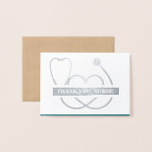 Danke, Nurse. Stethoscope und Daisy Luxury Folienkarte (Vorderseite mit Umschlag)