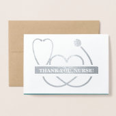 Danke, Nurse. Stethoscope und Spring Daisy Folienkarte (Vorderseite mit Umschlag)