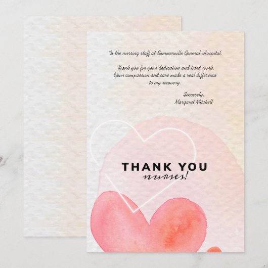 Danke, Nurses Dankeskarte (Vorne/Hinten)