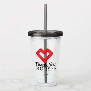 Danke Nurses  Rotes Herz Acryltrinkbecher