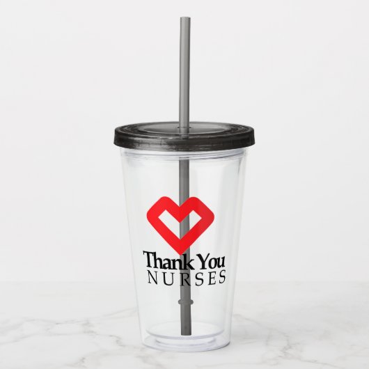 Danke Nurses| Rotes Herz Acryltrinkbecher (Vorderseite)