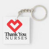 Danke Nurses| Rotes Herz Schlüsselanhänger (Rückseite)