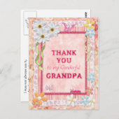 Danke Opa, Blume + Schmetterlingskarte Postkarte (Vorne/Hinten)