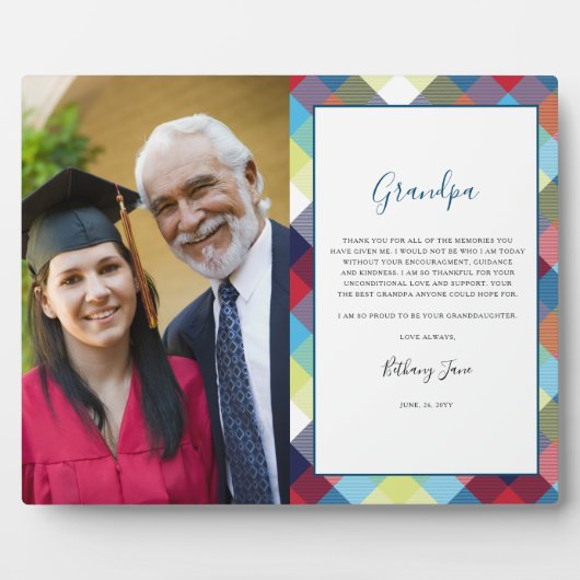 Danke, Opa | KARIERTER FOTO Fotoplatte (Vorderseite)