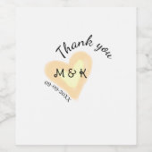 DANKE ORANGE HERZ NAME DATUM HOCHZEIT WEINETIKETT (Einzelnes Label)