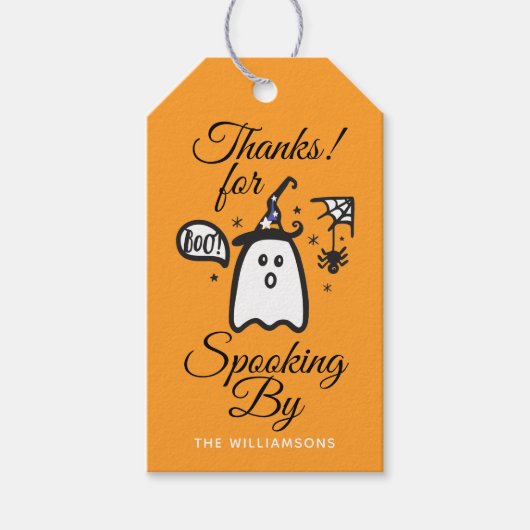 Danke | Orange Spooky Boo Ghost Halloween Geschenkanhänger (Vorderseite)