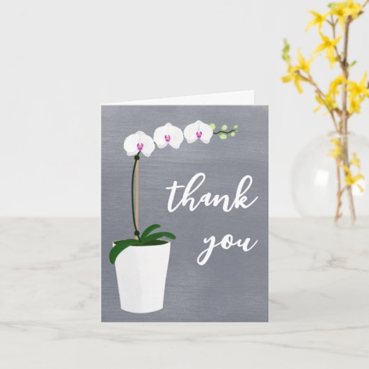 "Danke" Orchid Elegantenschrift | Leere Innen Karte (Gelbe Blume)