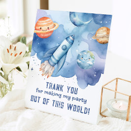 Danke, Out of the World Space Geburtstagsparty Sockelschild