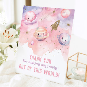 Danke, Out of the World Space Geburtstagsparty Sockelschild