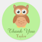 Danke Owl Runder Aufkleber (Vorderseite)