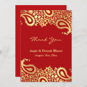 Danke Paisleys elegante indische flache Karte (Vorne/Hinten)