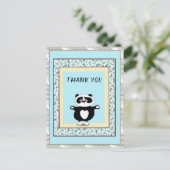 Danke Panda Bear Minze Floral Postkarte (Stehend Vorderseite)