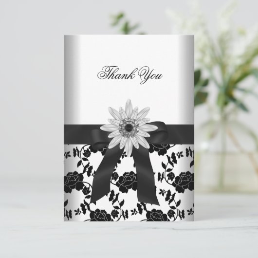 Danke Party Schwarz-weiß Blume Diamond (Stehend Vorderseite)