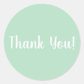 Danke Pastel Green White Typografy Runder Aufkleber (Vorderseite)