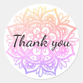 Danke Pastel Lila Pink Mandala Blume Runder Aufkleber