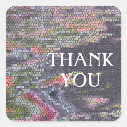Danke Pastel Mosaic Tile Muster Wertschätzung Quadratischer Aufkleber (Vorderseite)