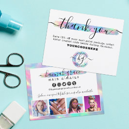 Danke Pastel Rainbow Hair Nail Marketing Foto Postkarte