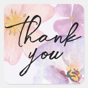 Danke Pastell-Aquarell-Blume Quadratischer Aufkleber