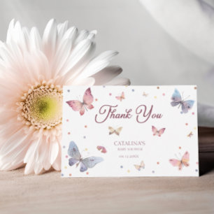 Danke Pastell Schmetterling Baby Shower Karte