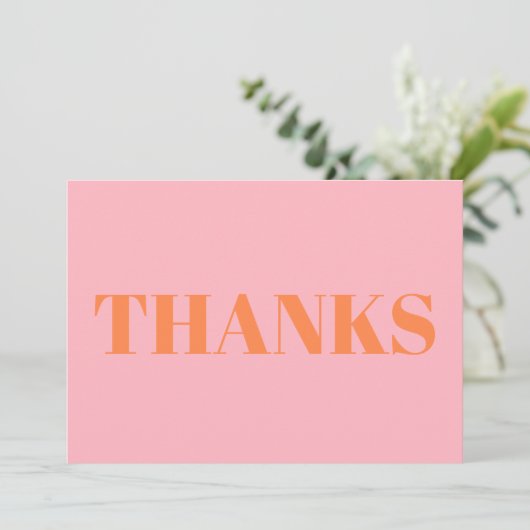 Danke, pastellorange rosa moderne Karte (Stehend Vorderseite)