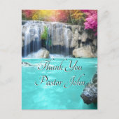 Danke Pastor | Blaues Wasserfall-Dankeschön Postkarte (Vorderseite)