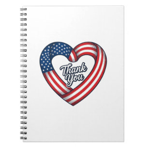 Danke Patriotenherz Vintage-Vektordesign_1 Notizblock