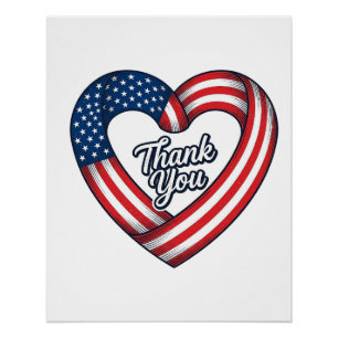 Danke Patriotenherz Vintage-Vektordesign_1 Poster