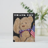Danke Patriotic Teddy Bear Postkarte (Stehend Vorderseite)