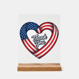 Danke Patriotisches Herz Vintage Vektor Design_1 Acrylschild