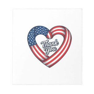 Danke Patriotisches Herz Vintage Vektor Design_1 Notizblock