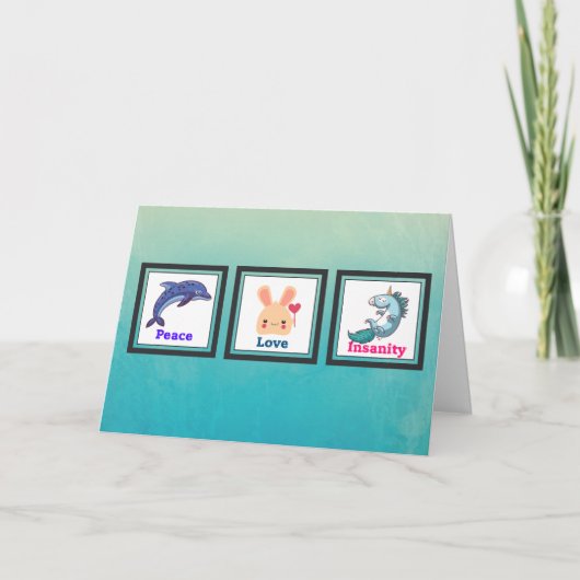 Danke - Peace Liebe und Wahnsinn Niedlicher Tiere (Vorderseite)