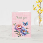Danke Peonies und Butterfly Karte (Gelbe Blume)