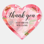 Danke, Peony Blume Herz-Aufkleber (Vorderseite)