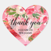Danke, Peony Blume Herz-Aufkleber (Vorderseite)