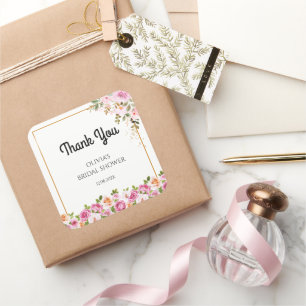 Danke Petals and Prosecco Floral Junggesellinnen-A Quadratischer Aufkleber