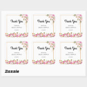 Danke Petals und Prosecco Brautparty Quadratischer Aufkleber (Blatt)